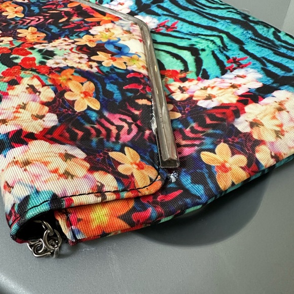 Aldo Vibrant Floral and Zebra Print Chain Clutch - Picture 3 of 5